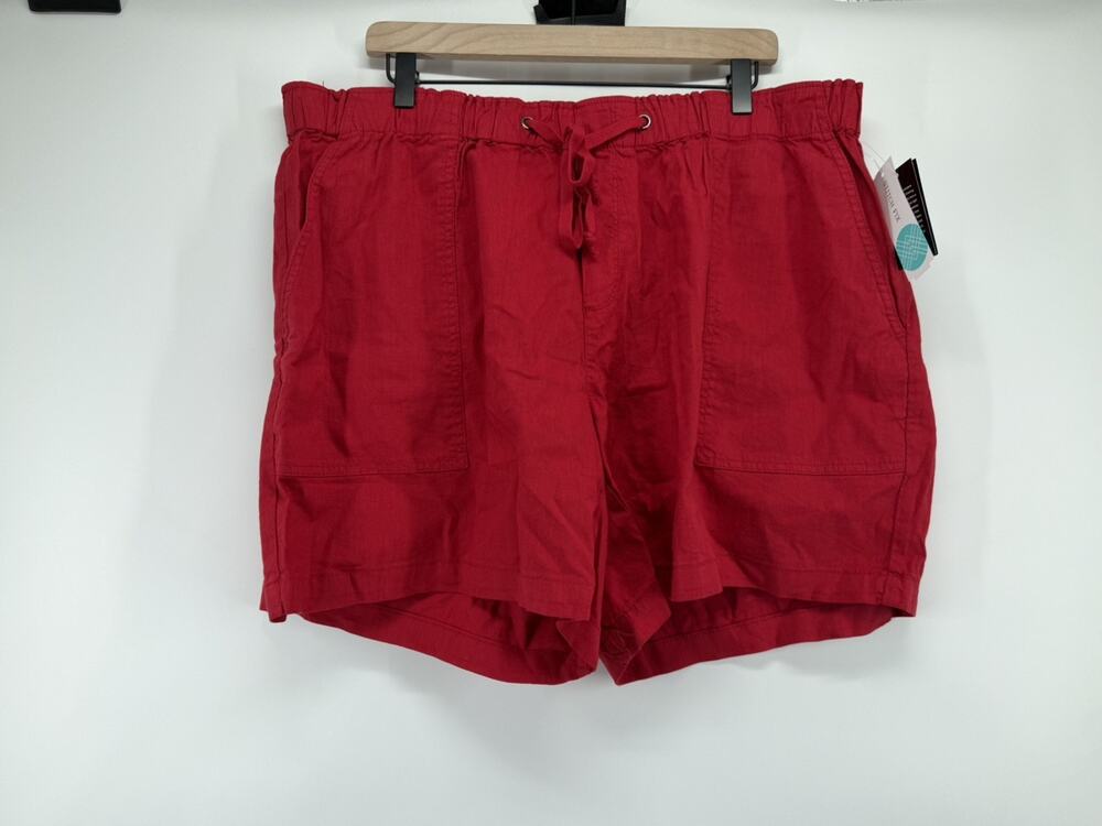 Kut From The Kloth Women's Katana Linen Drawstring Short Red Size 2X NWT